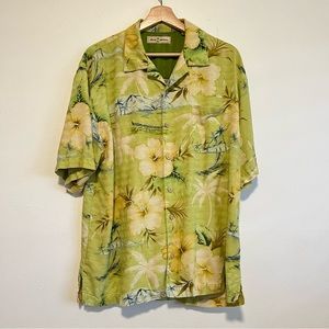 Tommy Bahama 100% Silk Button Up Hawaiian Short Sleeve Shirt Men’s Size Large